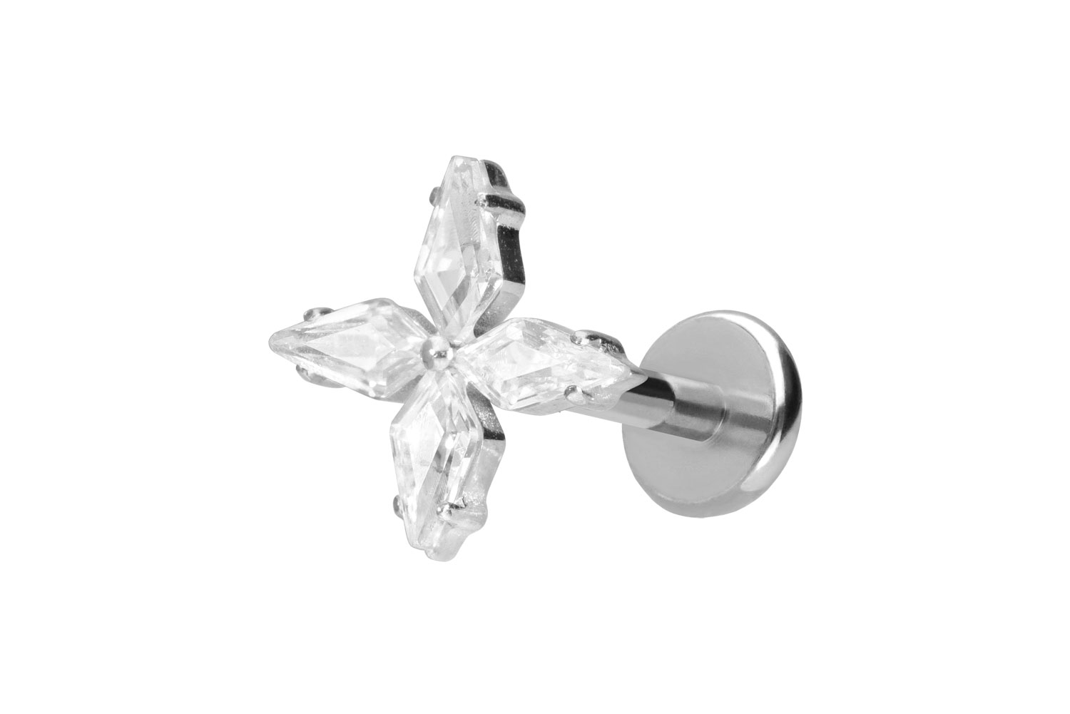 Titan Labret Piercing mit Push Fit KRISTALLSTERN